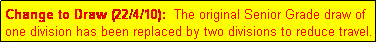 Text Box: Change to Draw (22/4/10):  The original Senior Grade draw of one division has been replaced by two divisions to reduce travel.