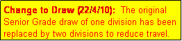 Text Box: Change to Draw (22/4/10):  The original Senior Grade draw of one division has been replaced by two divisions to reduce travel.