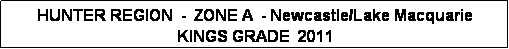 Text Box: HUNTER REGION  -  ZONE A  - Newcastle/Lake Macquarie 
KINGS GRADE  2011