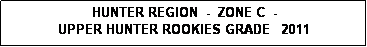 Text Box: HUNTER REGION  -  ZONE C  - 
UPPER HUNTER ROOKIES GRADE   2011